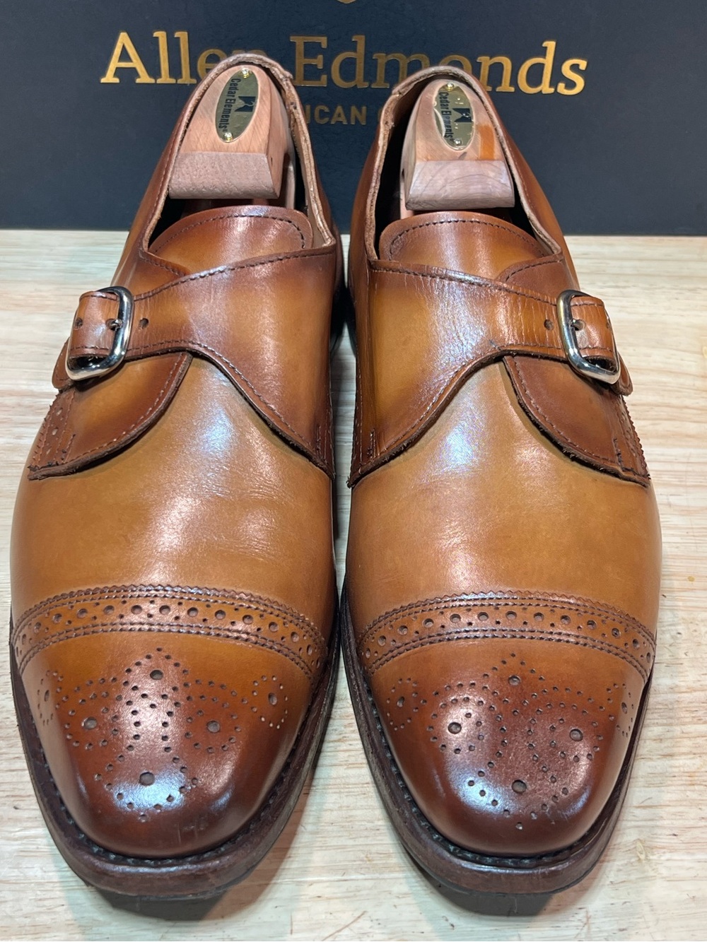 Allen Edmonds Franciscan Leather Monk Straps w/ Custom Patinas Sz 11.5D 🇺🇸